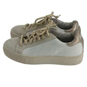 P448 White Gold Glitter Laces Platform Thea Sneakers Womens 37 EU